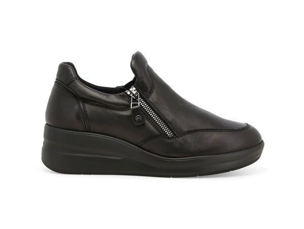 Melluso Slip-on Donna Nera in Pelle con Zeppa e Zip Laterale R25634Z-254548